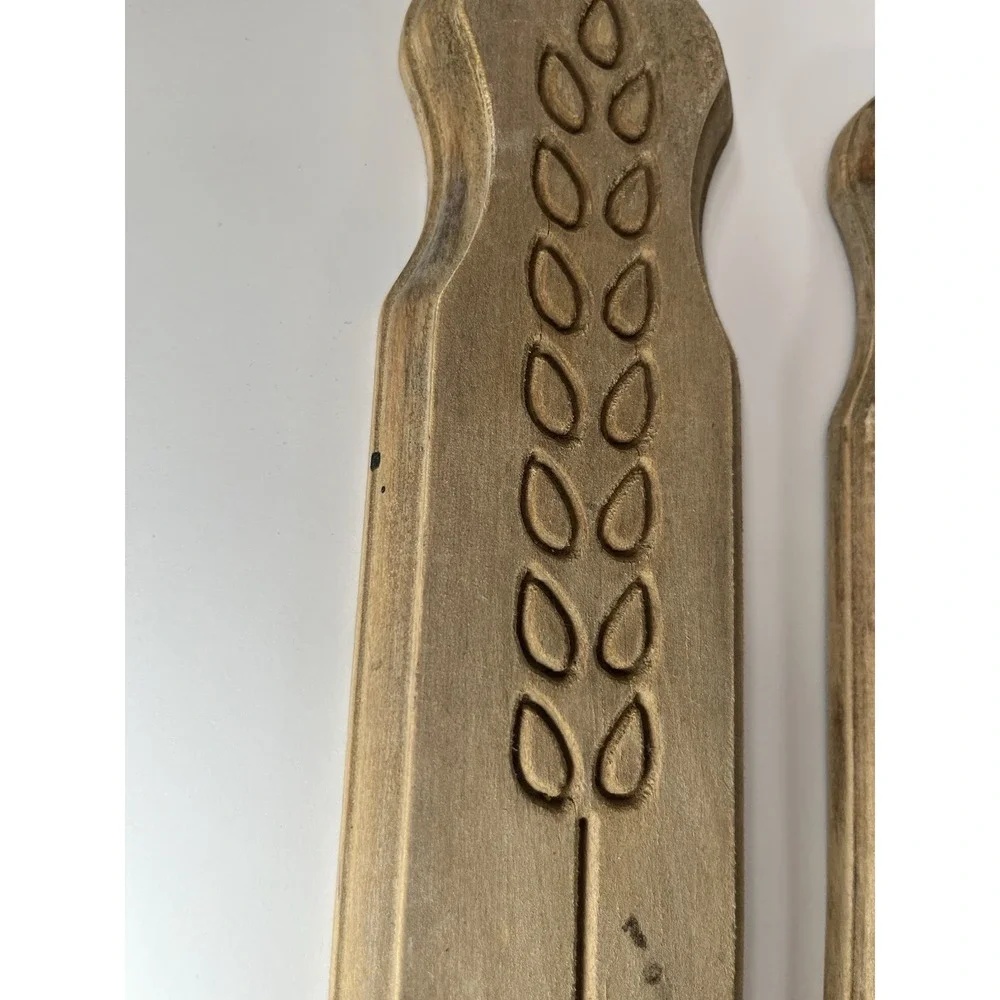 VTG Wooden Wall Candle Holders Set of 2 Wheat Carved Rustic Farmhouse Sconces